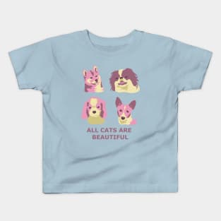 All Cats Are Beautiful -- Pink and Yellow Kids T-Shirt